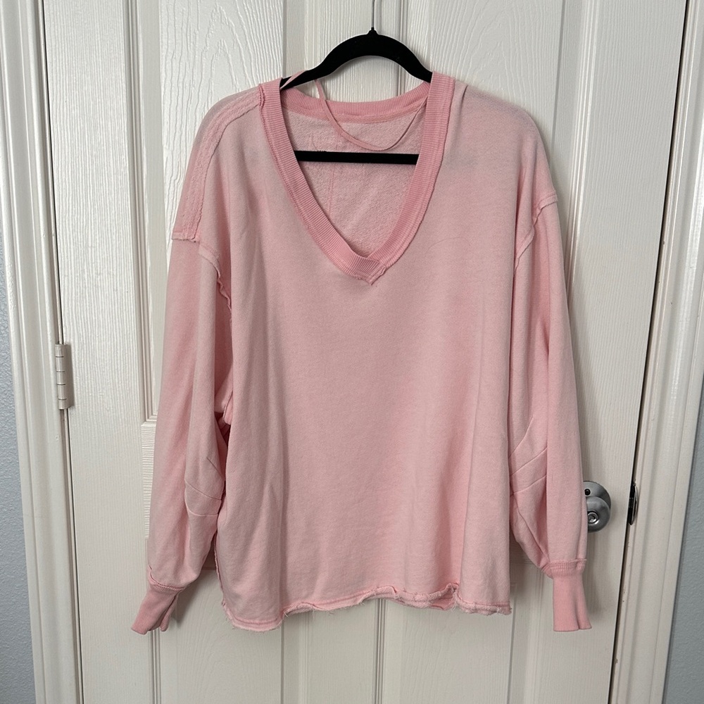 Free People Light Pink Off-the-Shoulder Sweater
